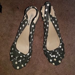 American eagle polka dot high heel wedges