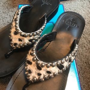 Animal print flip flops