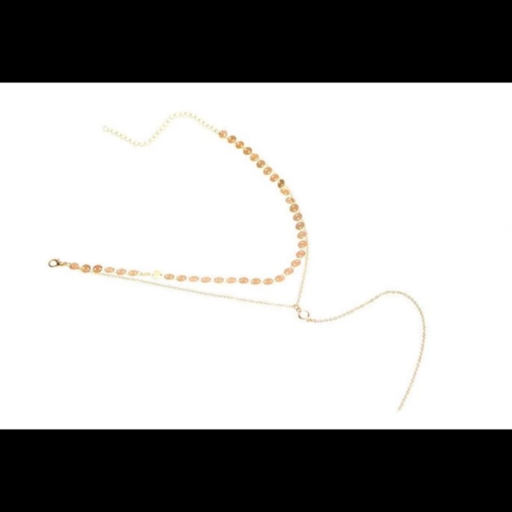 New Double Layered Sequin Silver Necklace - Picture 4 of 5