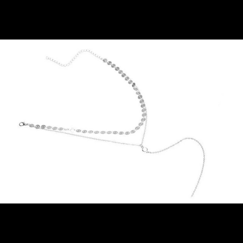 New Double Layered Sequin Silver Necklace - Picture 5 of 5