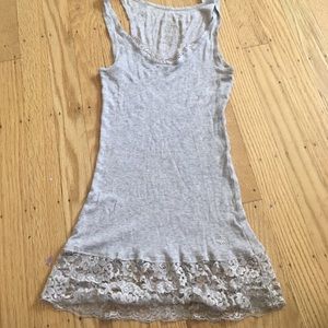 Gray Lacy Ribbed Tank Top