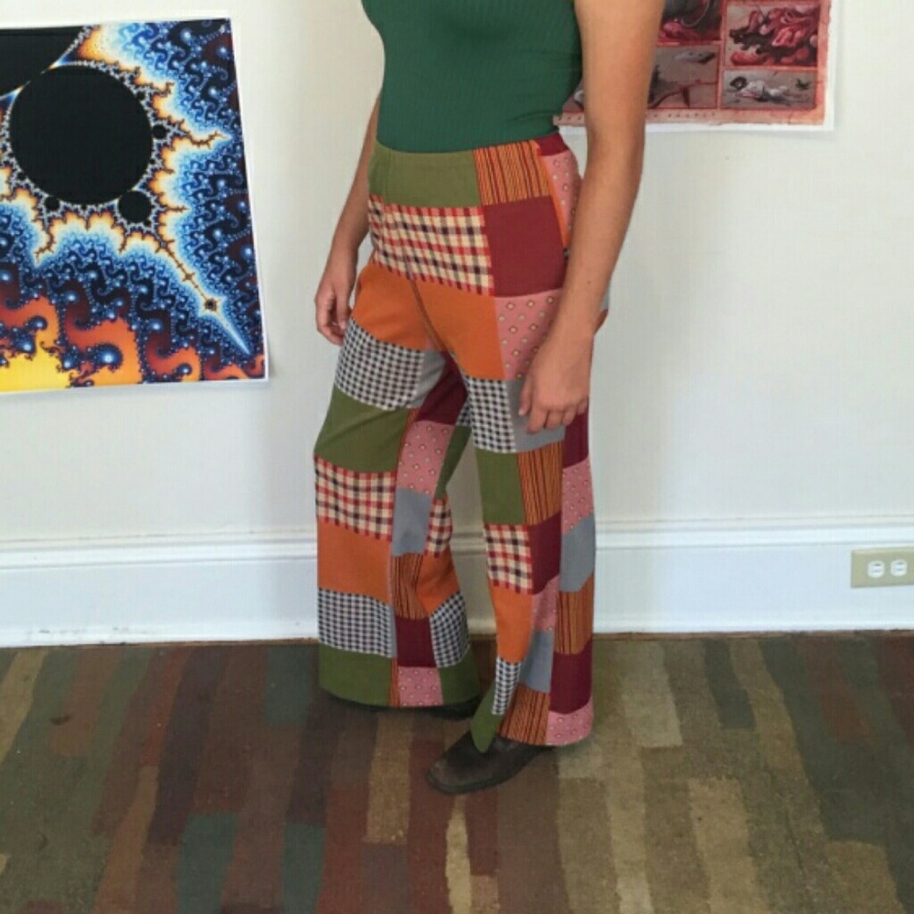 Vintage hippie patchwork bell bottoms.