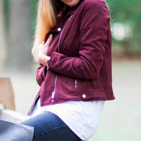 Maroon Suede Jacket - Picture 2 of 4