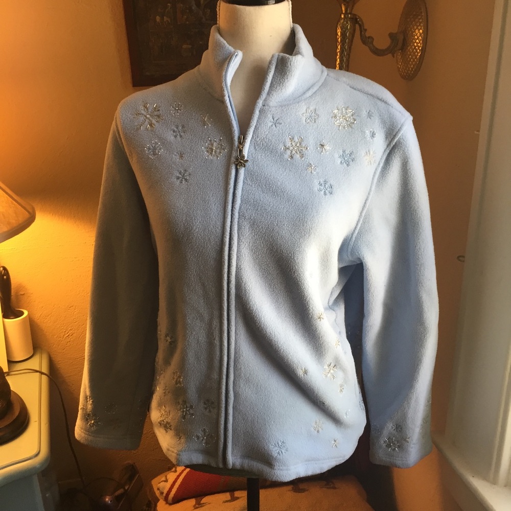 Talbots Fleece Jacket With Snowflake Details - image 1