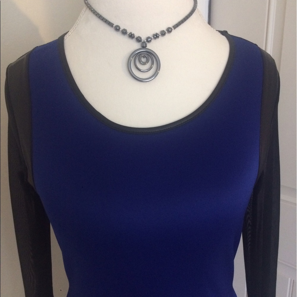 Grace Royal Blue and Black peplum top