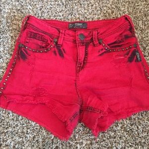 SILVER red denim short