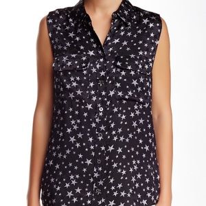 EQUIPMENT Black Sleeveless Silk Star Blouse Sz XS
