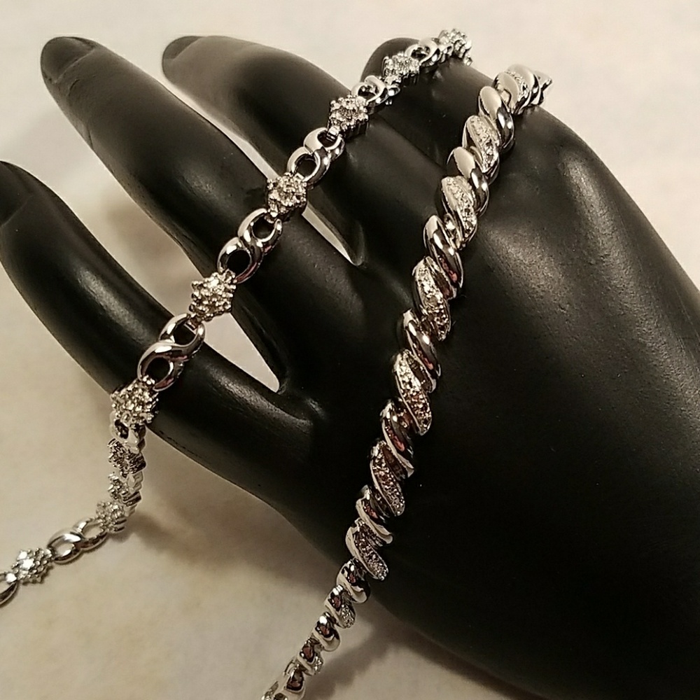 2 Platinum Plated Diamond Accent Bracelet