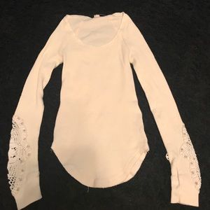 Cream long sleeved Free People shirt