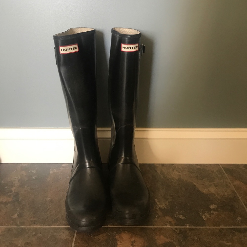 Hunter Black Boots Size 9