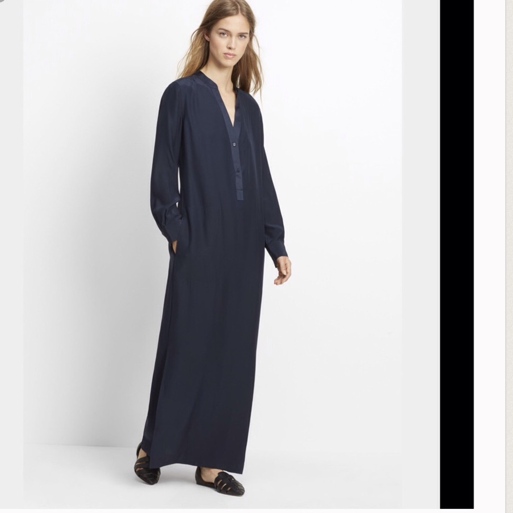 ❌SOLD Vince silk satin maxi dress navy