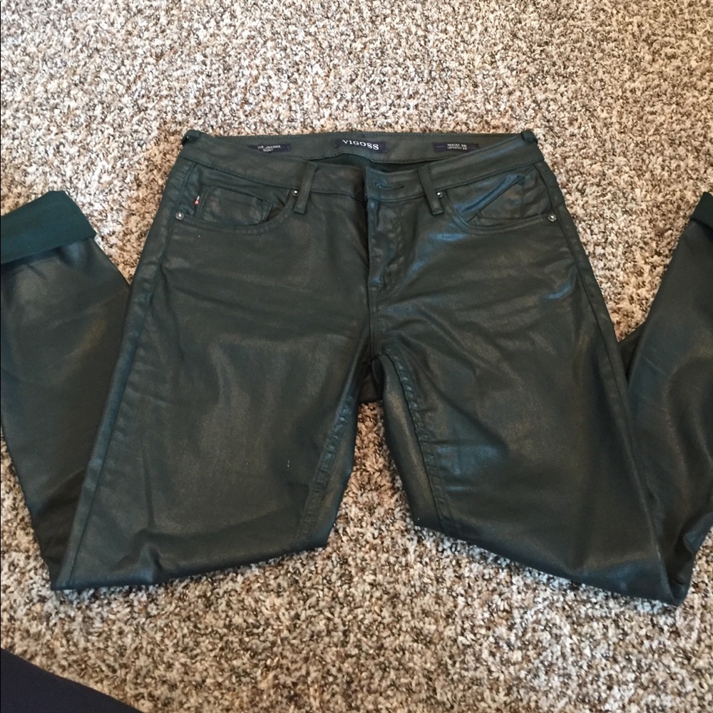 Hunter green "wax coated" skinny. So cute!!