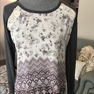 Patterned long sleeve shirt