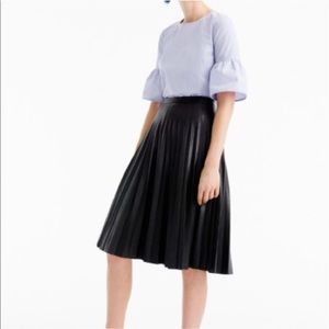 Faux Leather Pleated Midi Skirt
