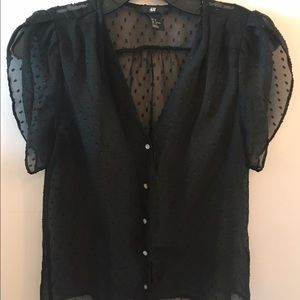 Polka dot sheer blouse