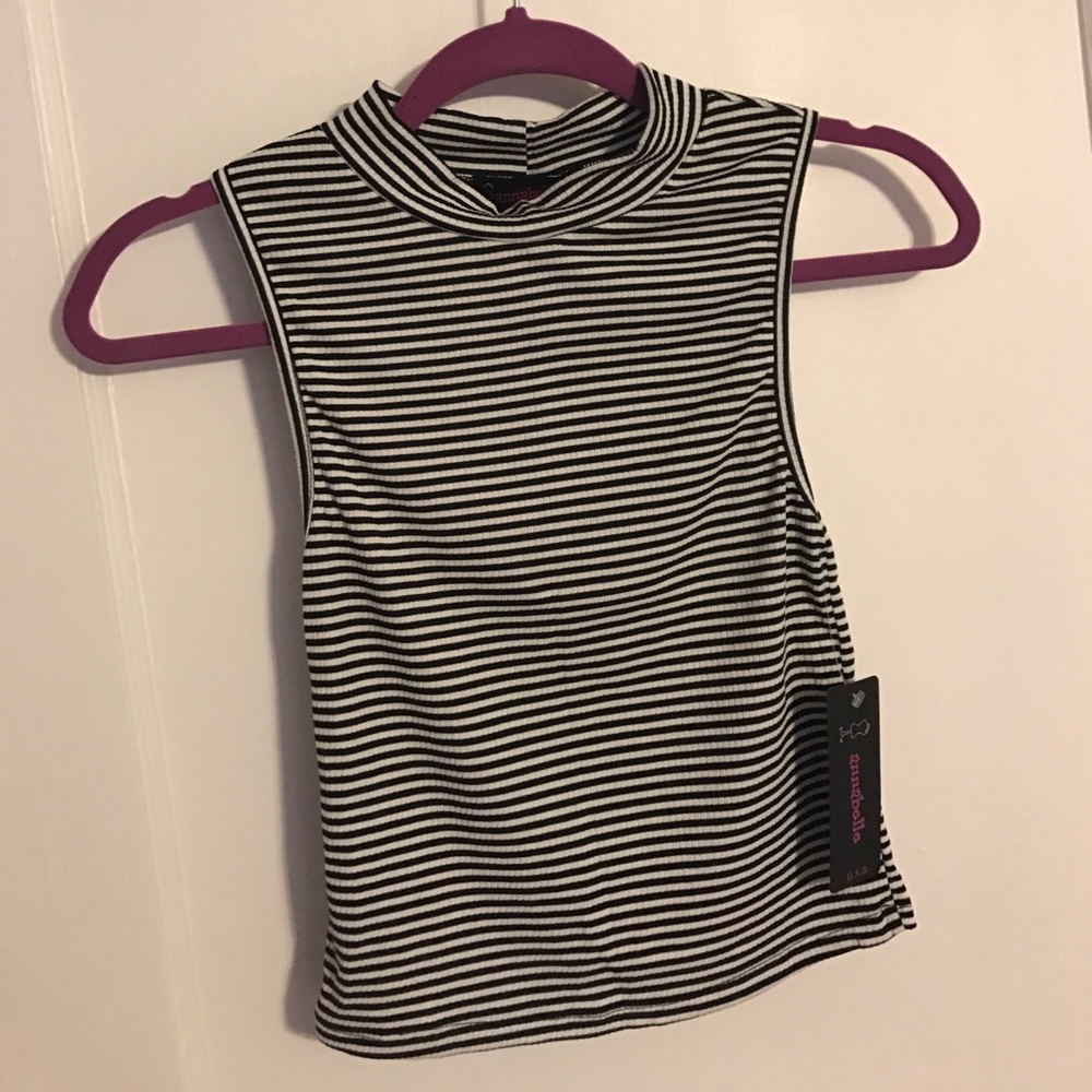 Black & White Striped Collared Neck Tank w/ Tags!!