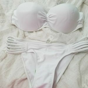 White bikini 2 piece set strap NEW