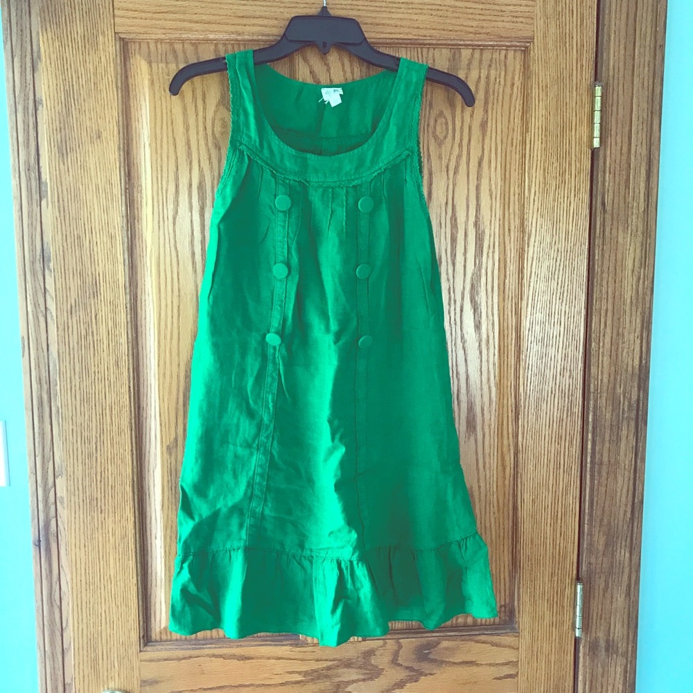 Edmé and Esyllte green linen mini dress