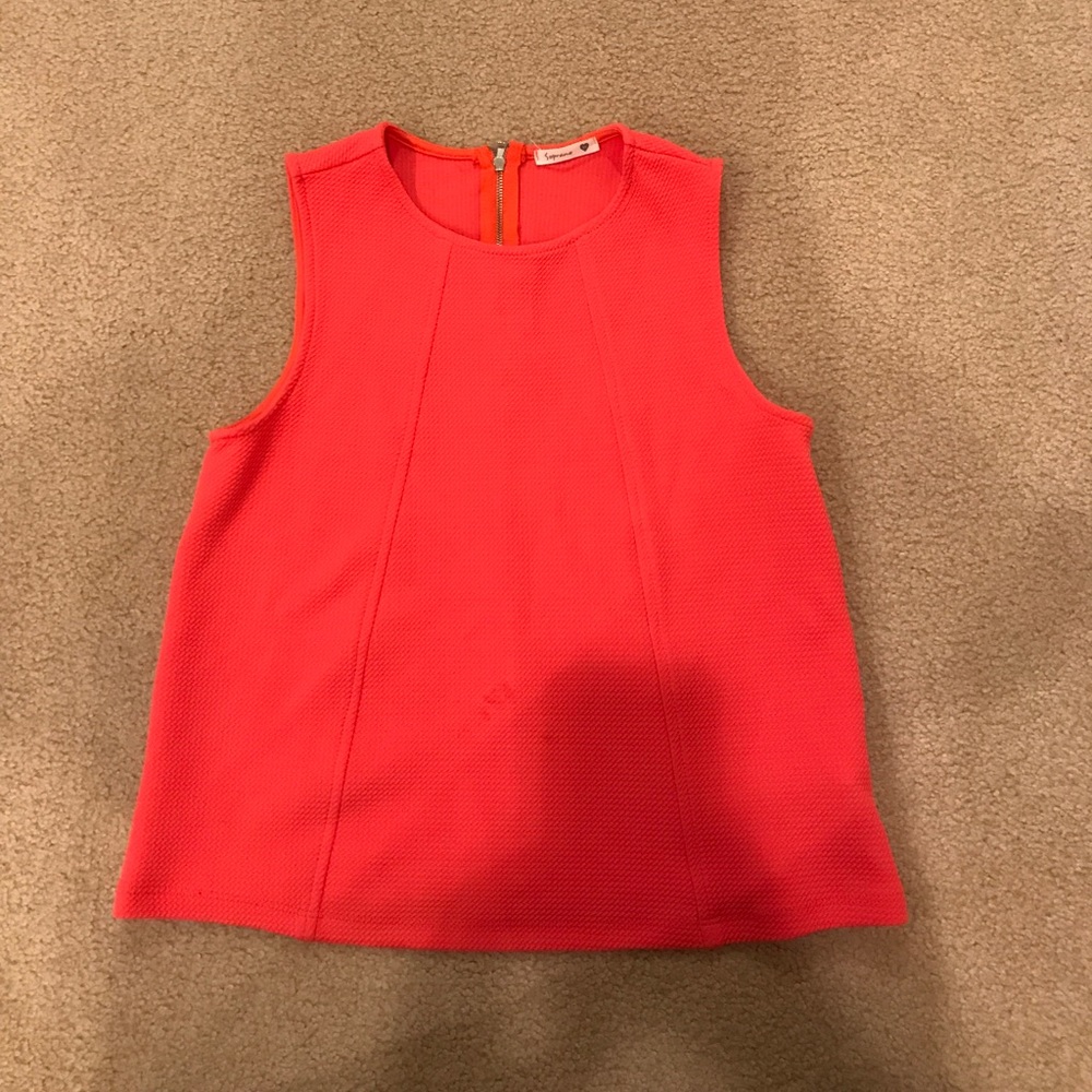 High Neck, Sleeveless Coral Top