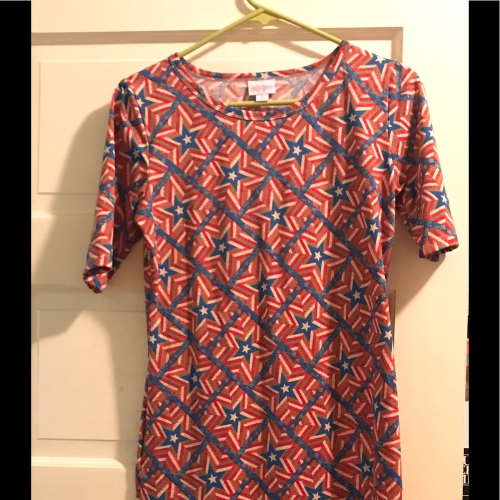 Lularoe Julia dress EUC in an Americana print