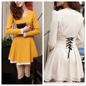 NWT Mustard Yellow Corset back Mini Dress