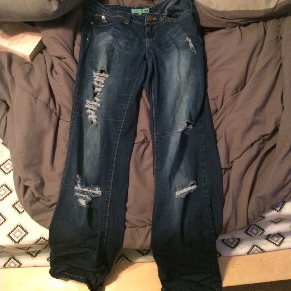 YMI ripped blue jeans