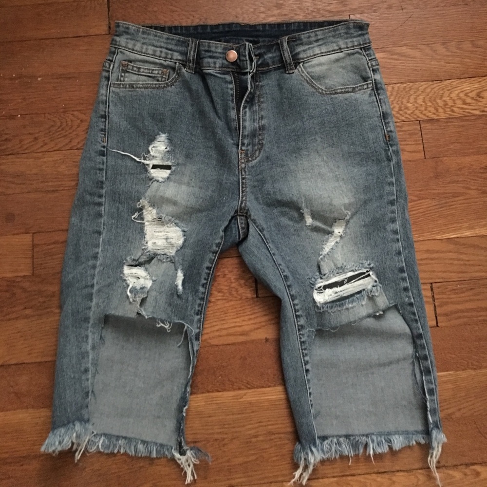 Destressed Jean Shorts