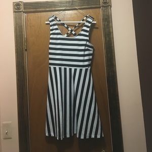 Navy and White Striped Dress