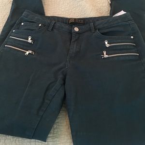 Zara Cropped Zip Trouser green/blue Size 10