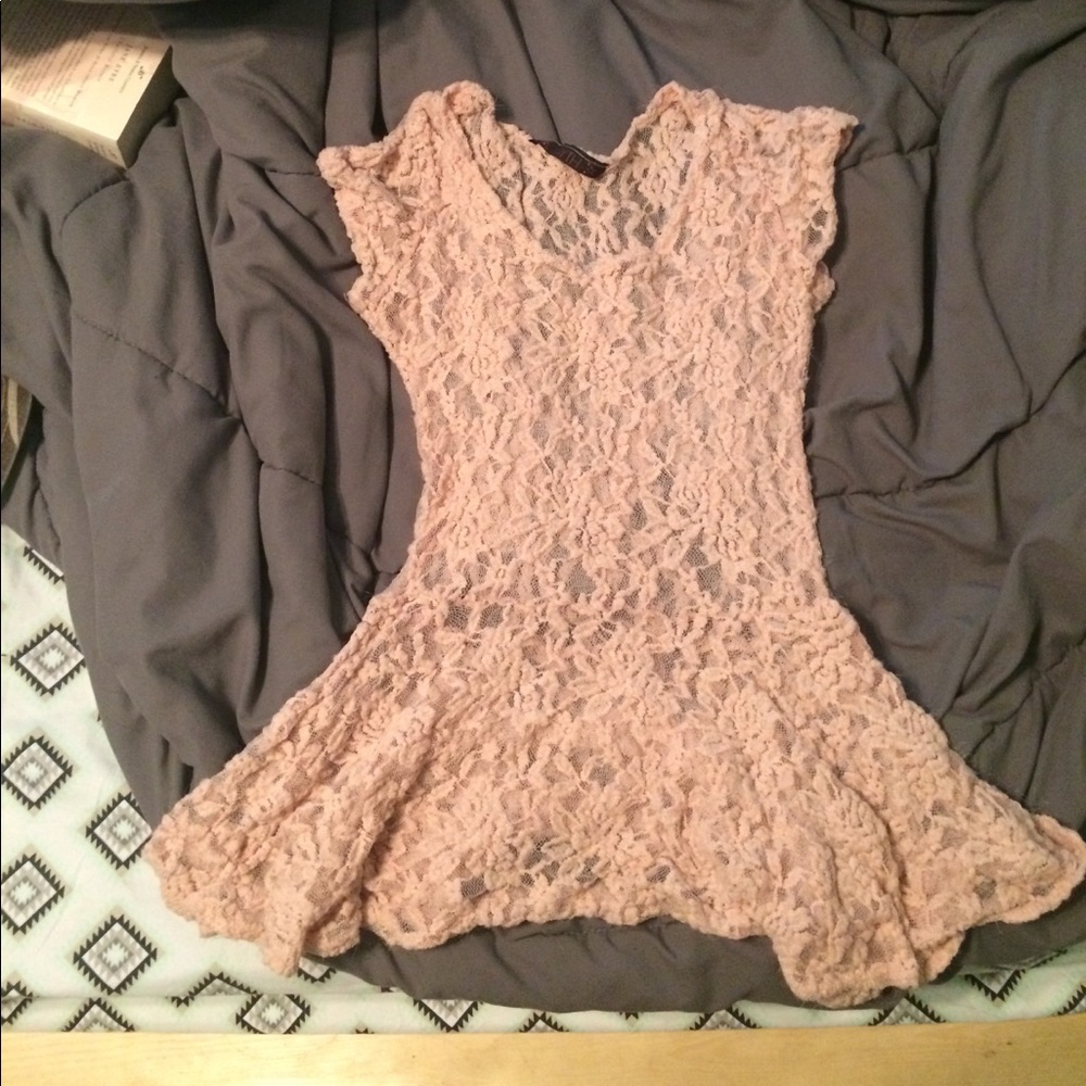 Pinkish lace peplum top