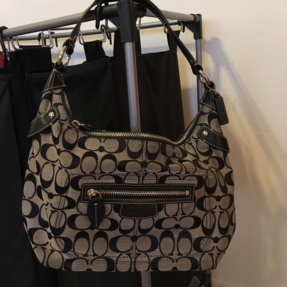 Black and grey COACH purse