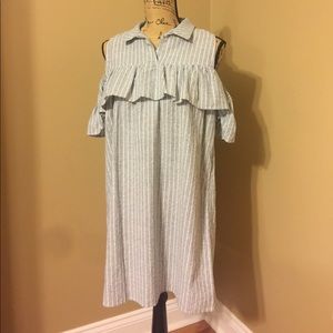 Ruffle cold shoulder dress