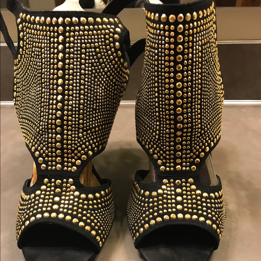 Sexy Woman's heels/ Gold Rhinestone embellishment