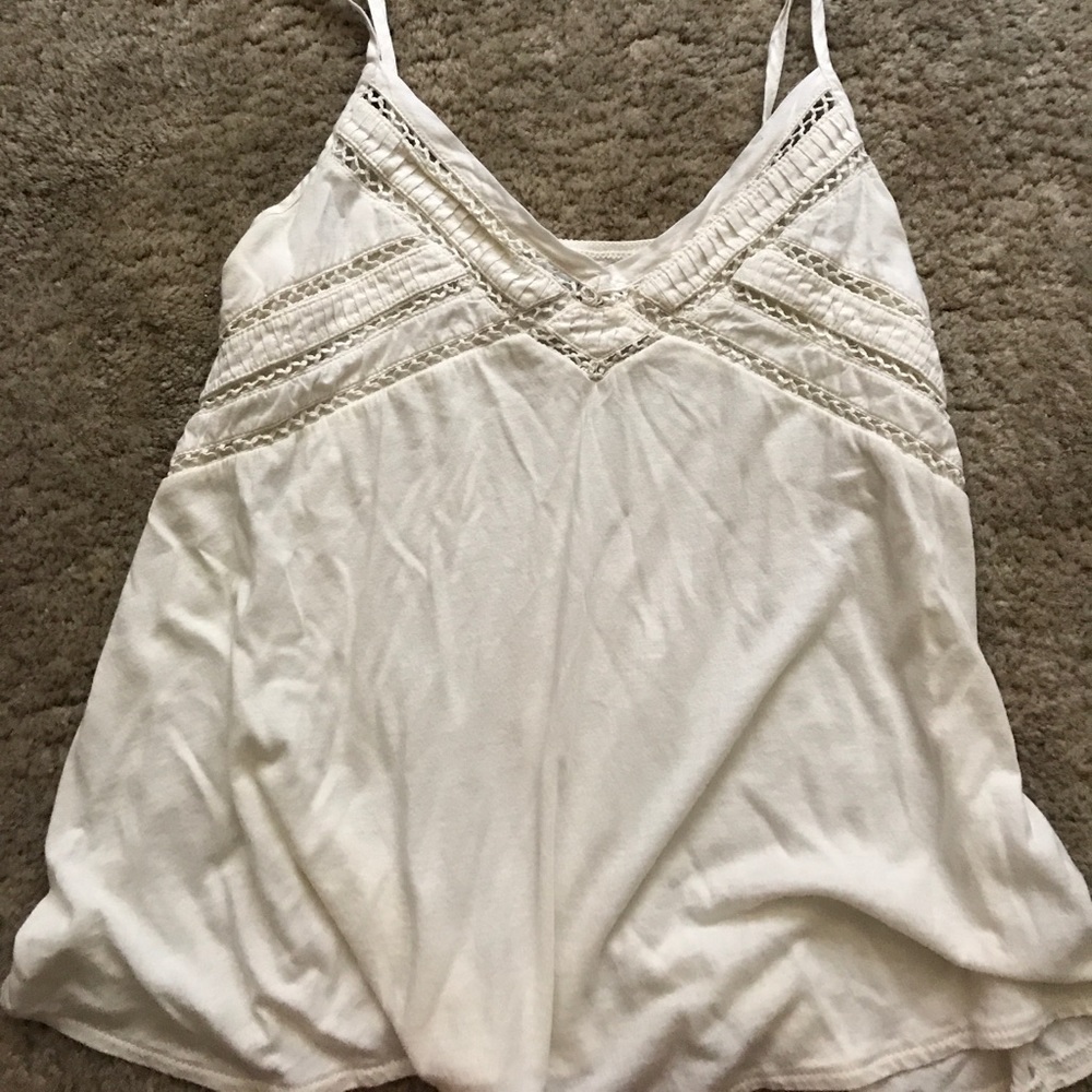 cream crochet detail American eagle tank