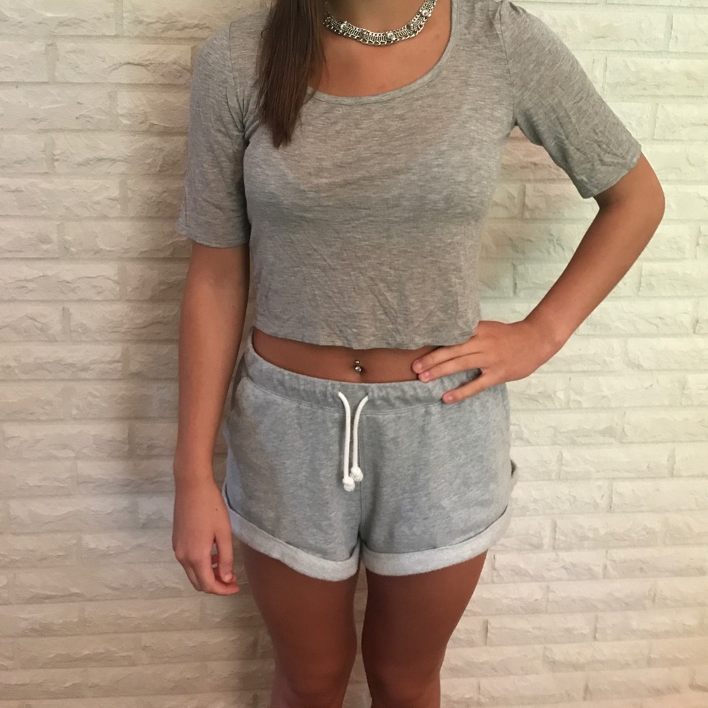 Shimmer gray Crop Top