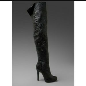 Black Leather Over the Knee Boots