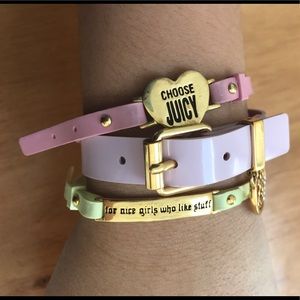 Juicy Couture 3 Pastel Rubber Gold Bracelets