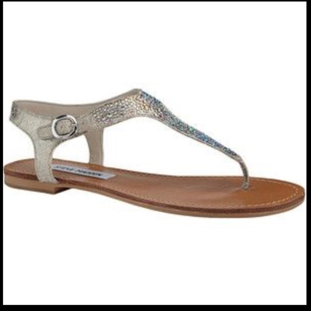 Steve Madden beaminng sandals 5.5 crystals grey