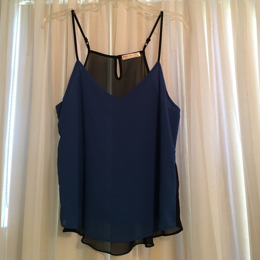 Agaci Black and Blue Chiffon Top