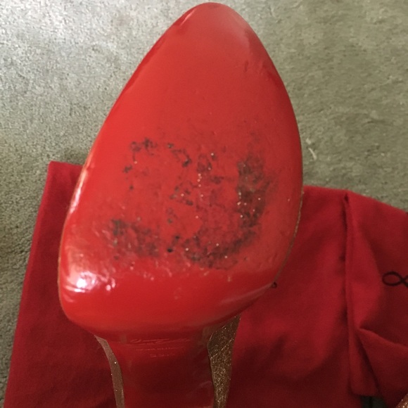 Christian Louboutin peep toe gold glitter heels - Picture 5 of 5