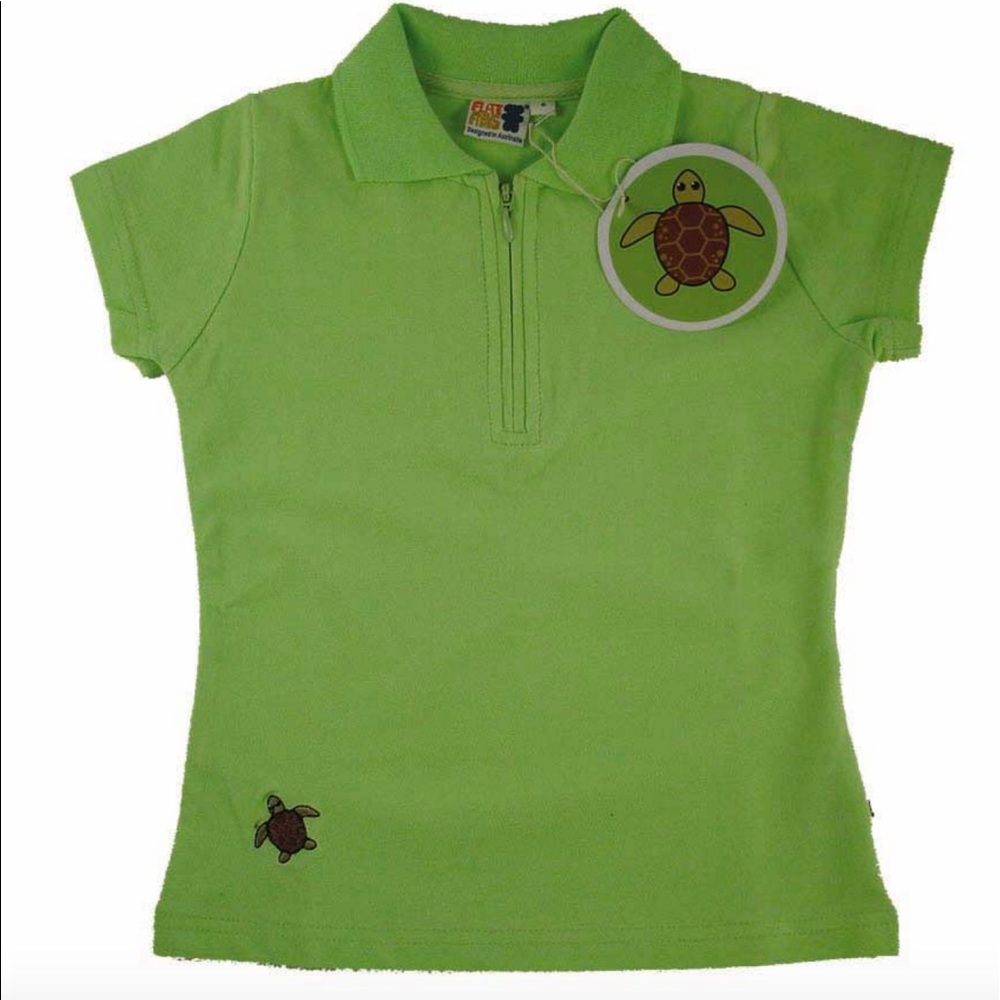 Girls polo shirt with embroidered sea turtle