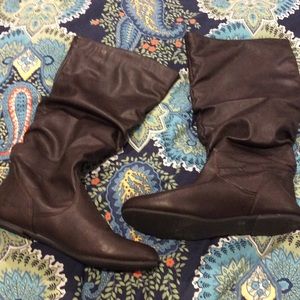 Brown wide calf tall boots