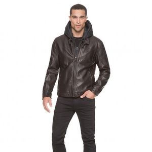 Andrew Marc Distressed Faux Leather Jacket