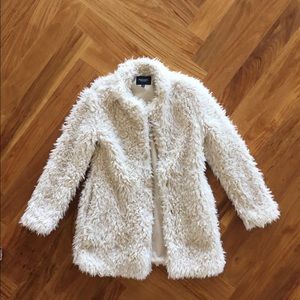 Fuzzy cream teddy bear coat