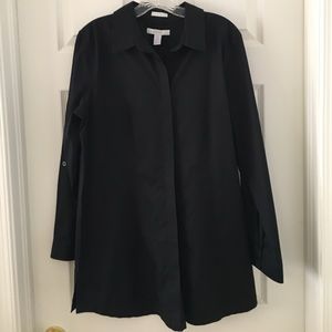 Chico's Long Sleeve Tunic cut Black No Iron Size 2