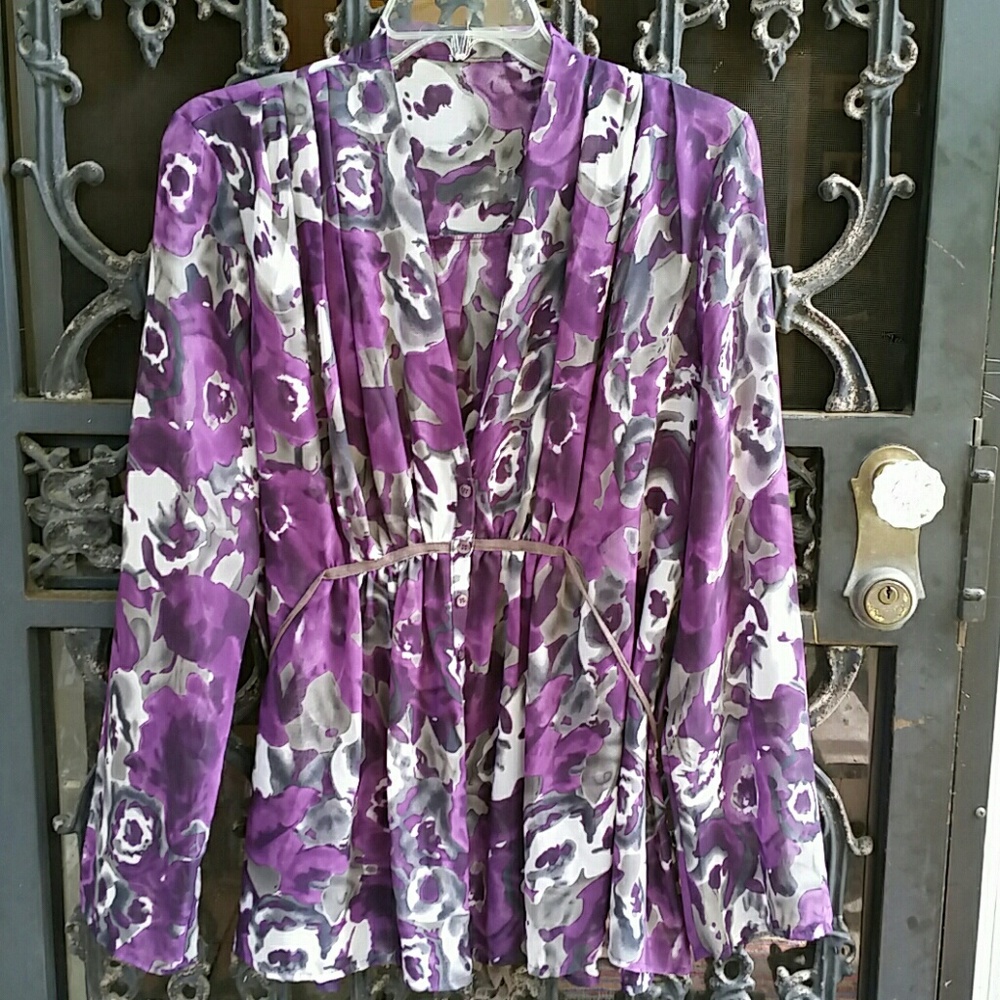Purple amd Grey blouse