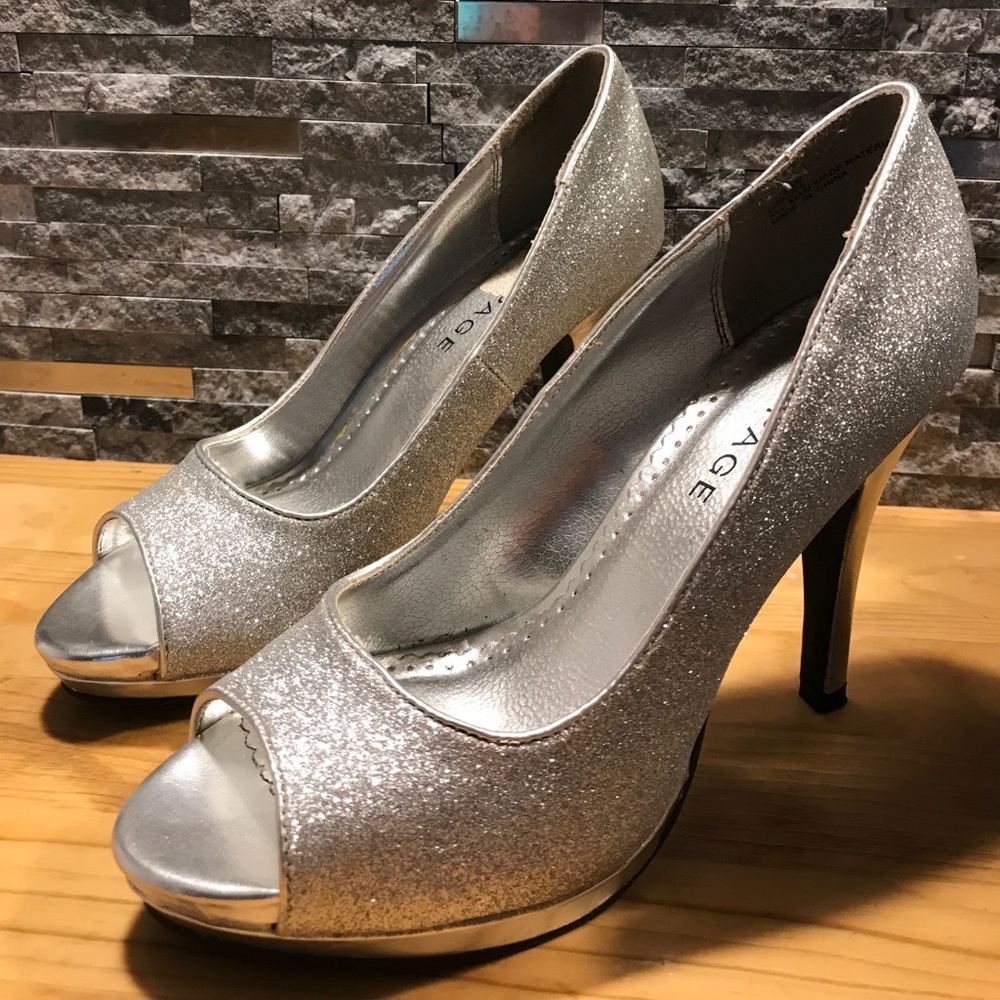 Going to the dump today! Silver sequin heels