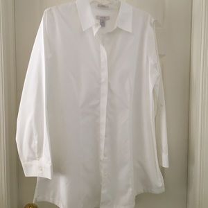 Chico's Long Sleeve Tunic cut white shirt size 2