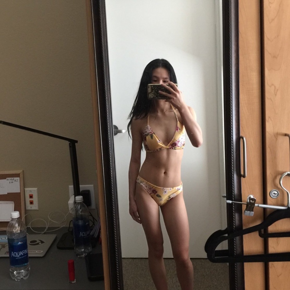 Yellow Floral Print Bikini