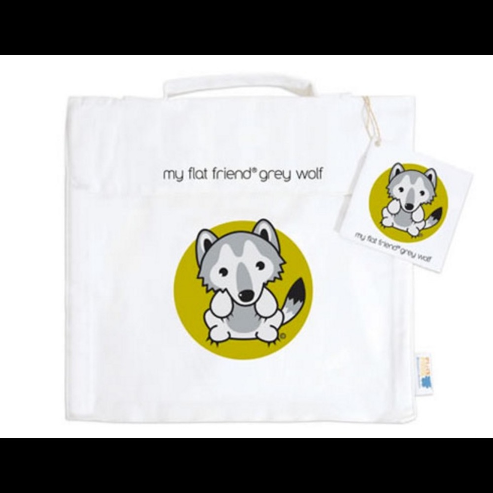 FLAT FRIENDS Carry bag with grey wolf character